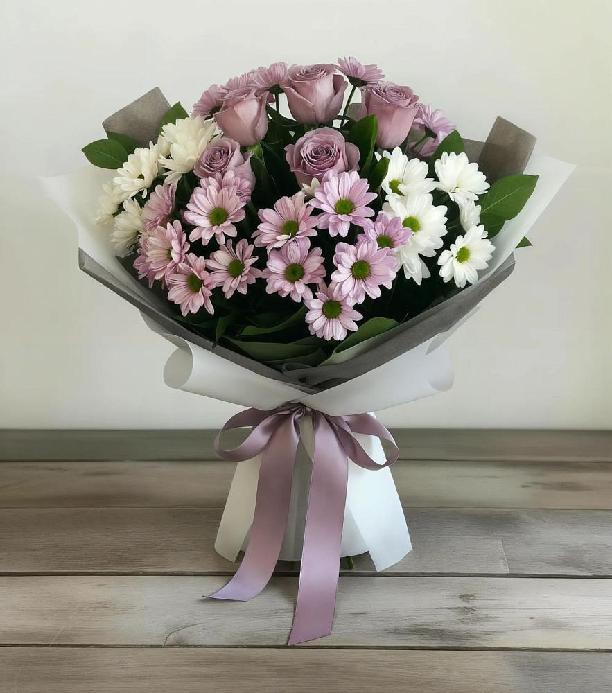 Букет цветов из: Хризантемы и Розы в Владимировке
