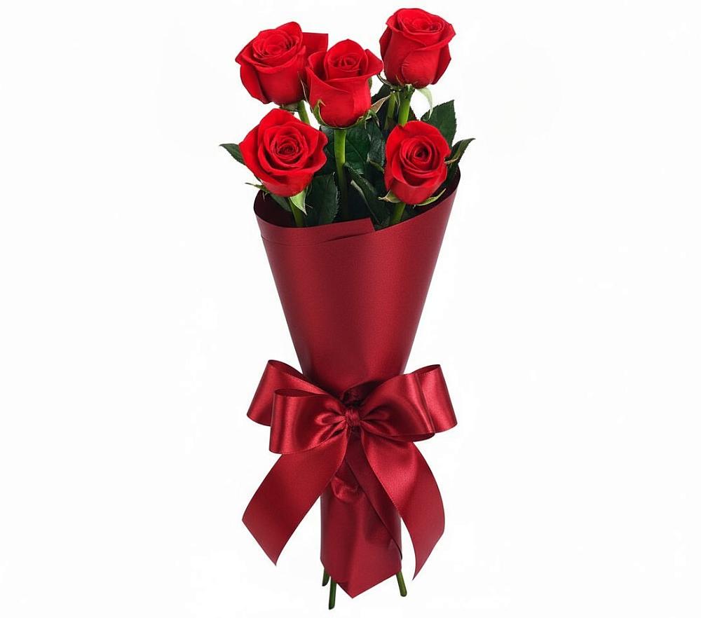 Букет 5 Красных роз Эдлесс Лав в Владимировке