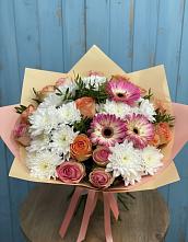 Букет цветов из:  Розы, Герберы и Хризантемы в Владимировке
