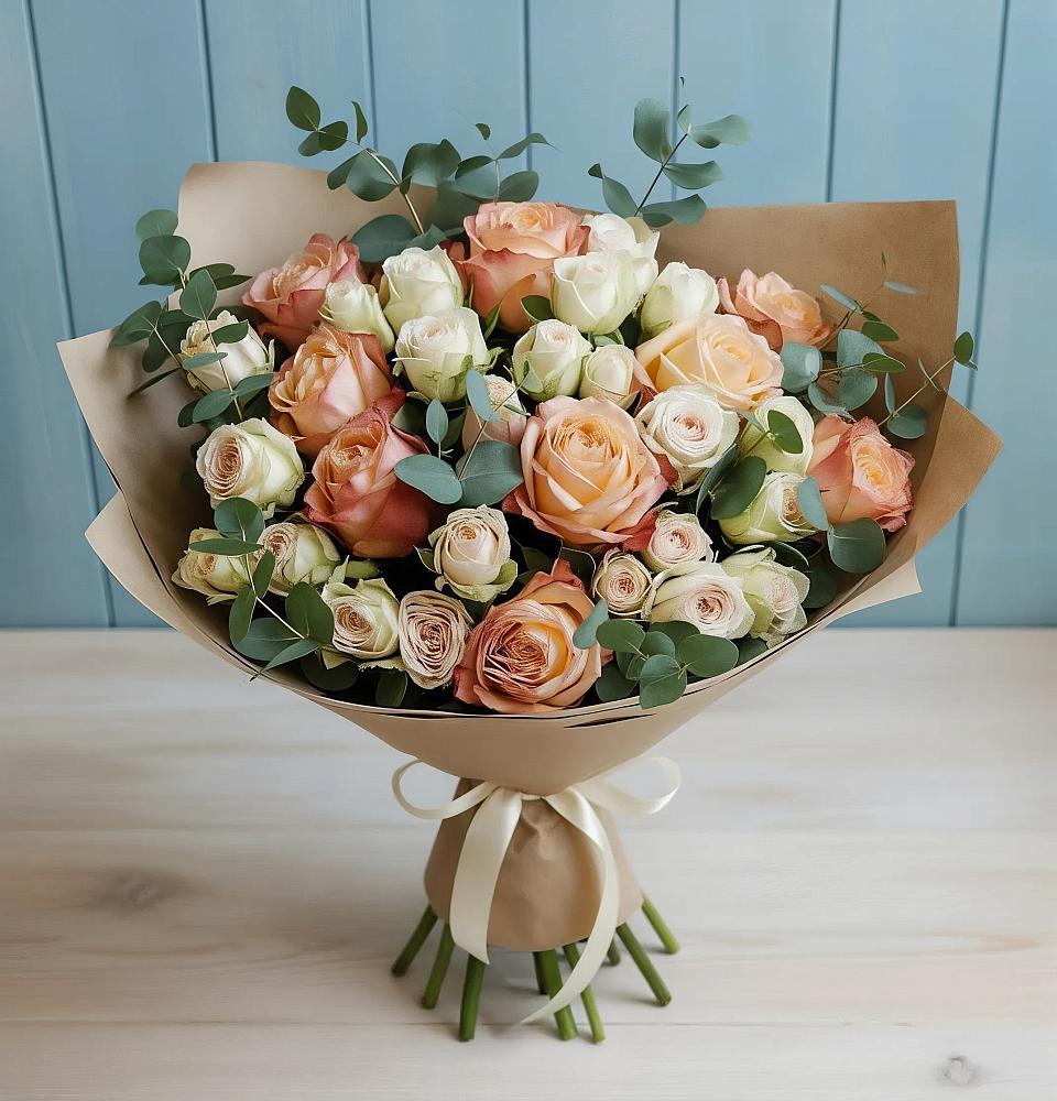 Букет цветов из: Альстромерии и Розы в Владимировке