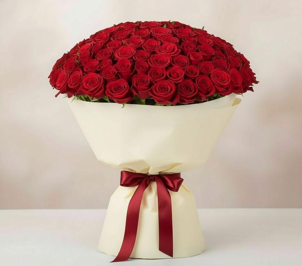 Букет 101 Красная роза Милано в Владимировке