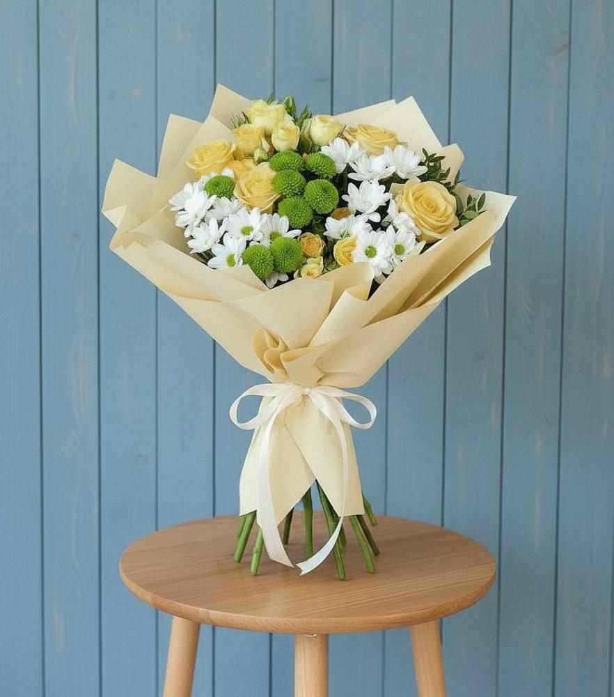 Букет цветов из: Хризантемы и Розы в Владимировке