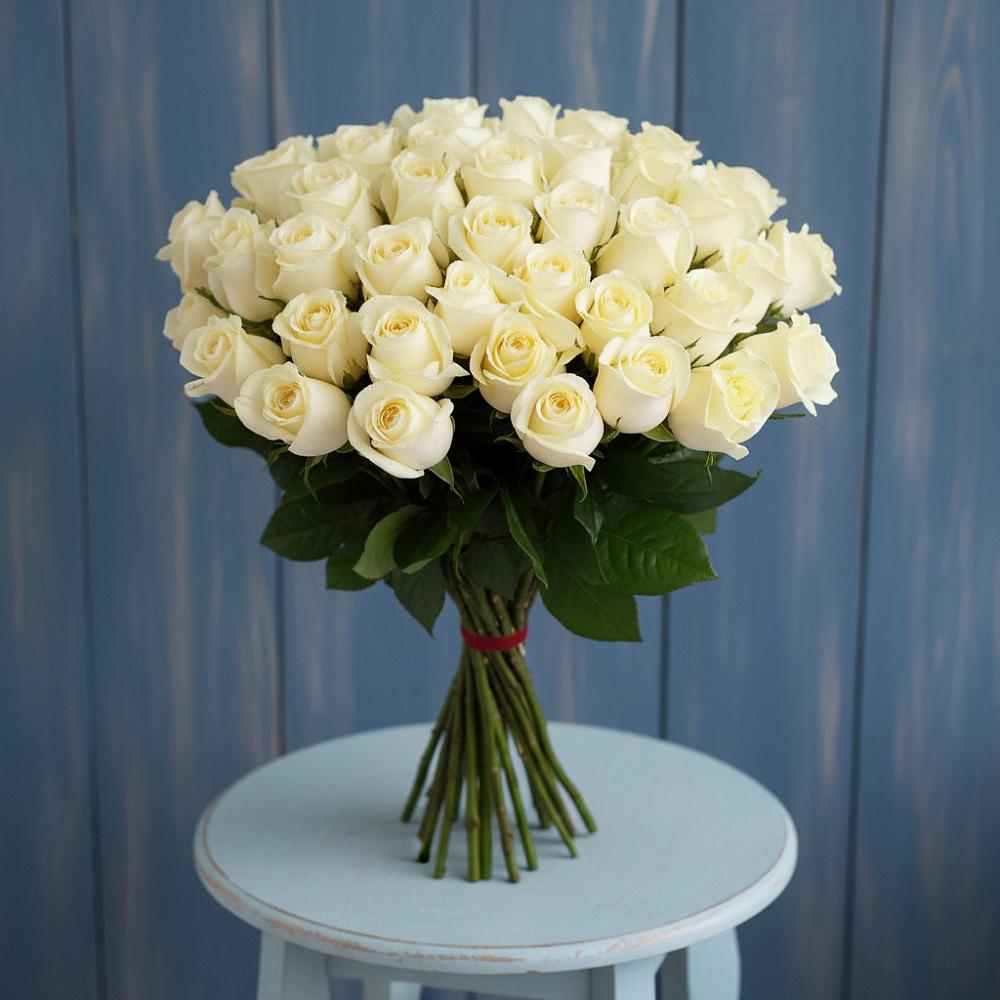 Букет 51 Белая роза Эдлесс Лав в Владимировке