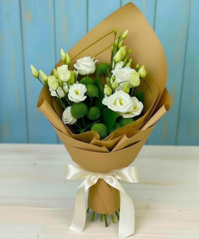 Букет цветов из: Хризантемы и Лизиантусы в Владимировке