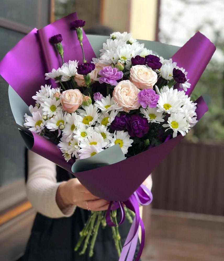 Букет цветов из: Хризантемы, Гвоздики и Розы в Владимировке