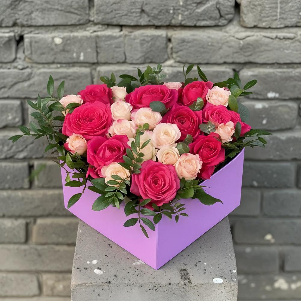 Цветочная композиция из Розы в коробке в Владимировке