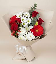 Букет цветов из:  Розы, Хризантемы, Герберы и Лилии в Владимировке
