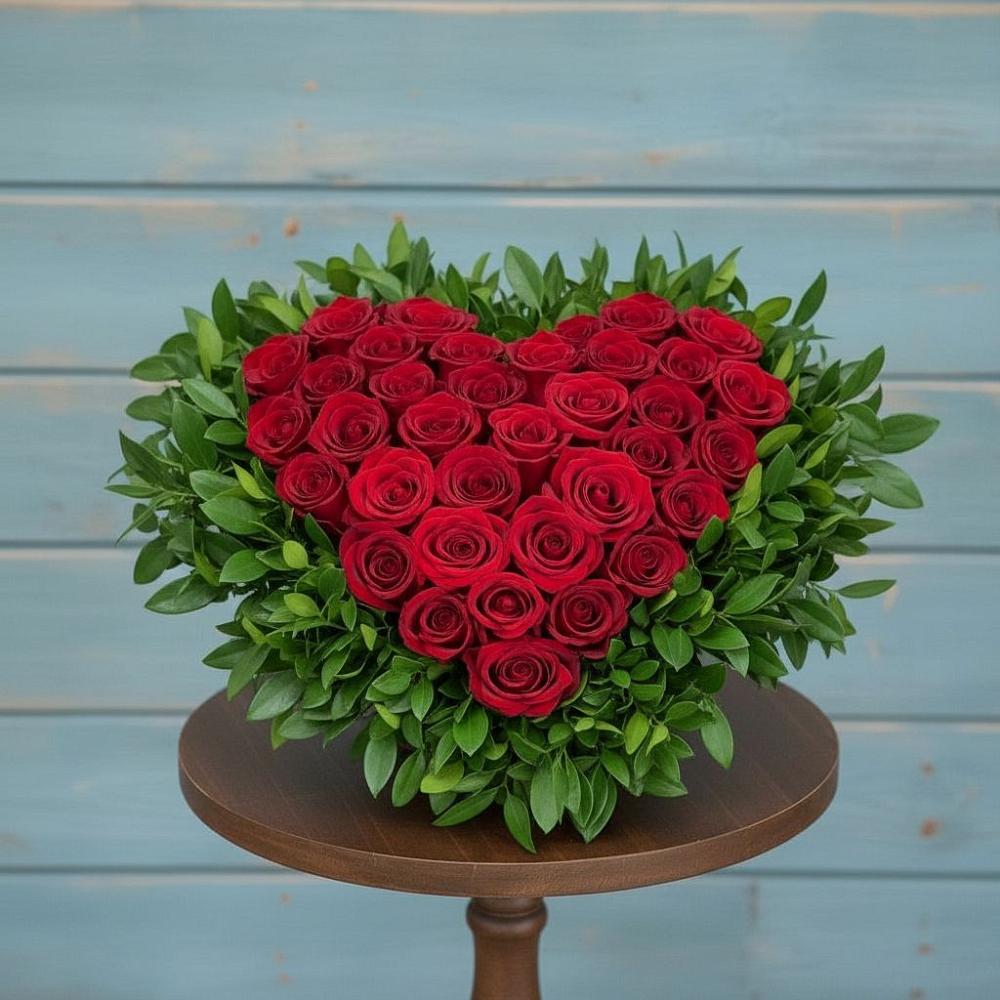 Цветочная композиция из Розы в виде сердца в Владимировке