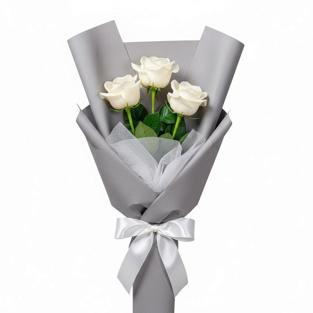 Букет 3 белые розы в Владимировке