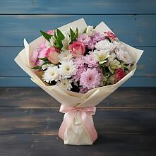 Букет цветов из:  Хризантемы, Альстромерии и Розы в Владимировке