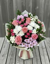 Букет цветов из:  Альстромерии, Гвоздики, Розы и Хризантемы в Владимировке