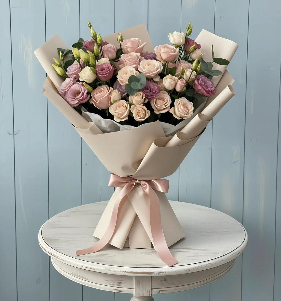 Букет цветов из: Розы и Лизиантусы в Владимировке