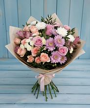 Букет цветов из:  Хризантемы, Розы и Альстромерии в Владимировке