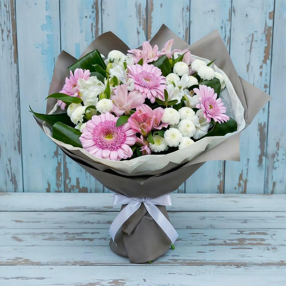 Букет цветов из: Герберы, Альстромерии и Хризантемы в Владимировке