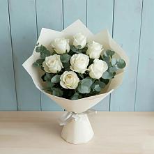 Букет Белые розы в Эвкалипте в Владимировке
