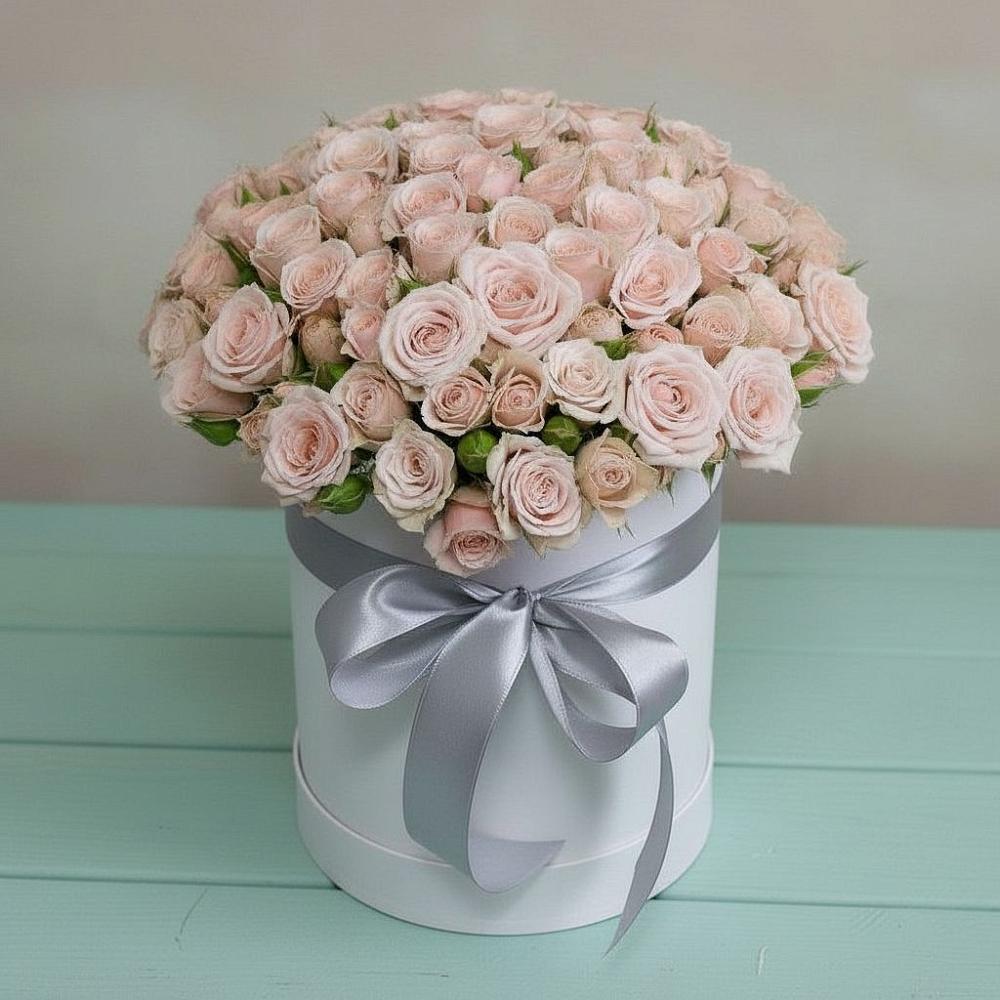 Цветочная композиция из Розы в шляпной коробке в Владимировке